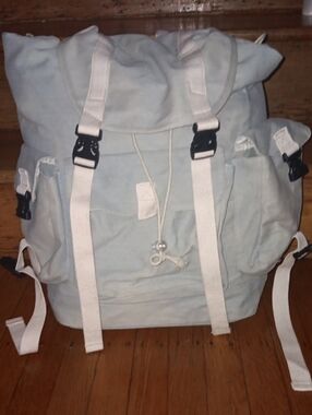 Urban Outfitters Pale Blue Canvas Drawstring Rucksack Backpack